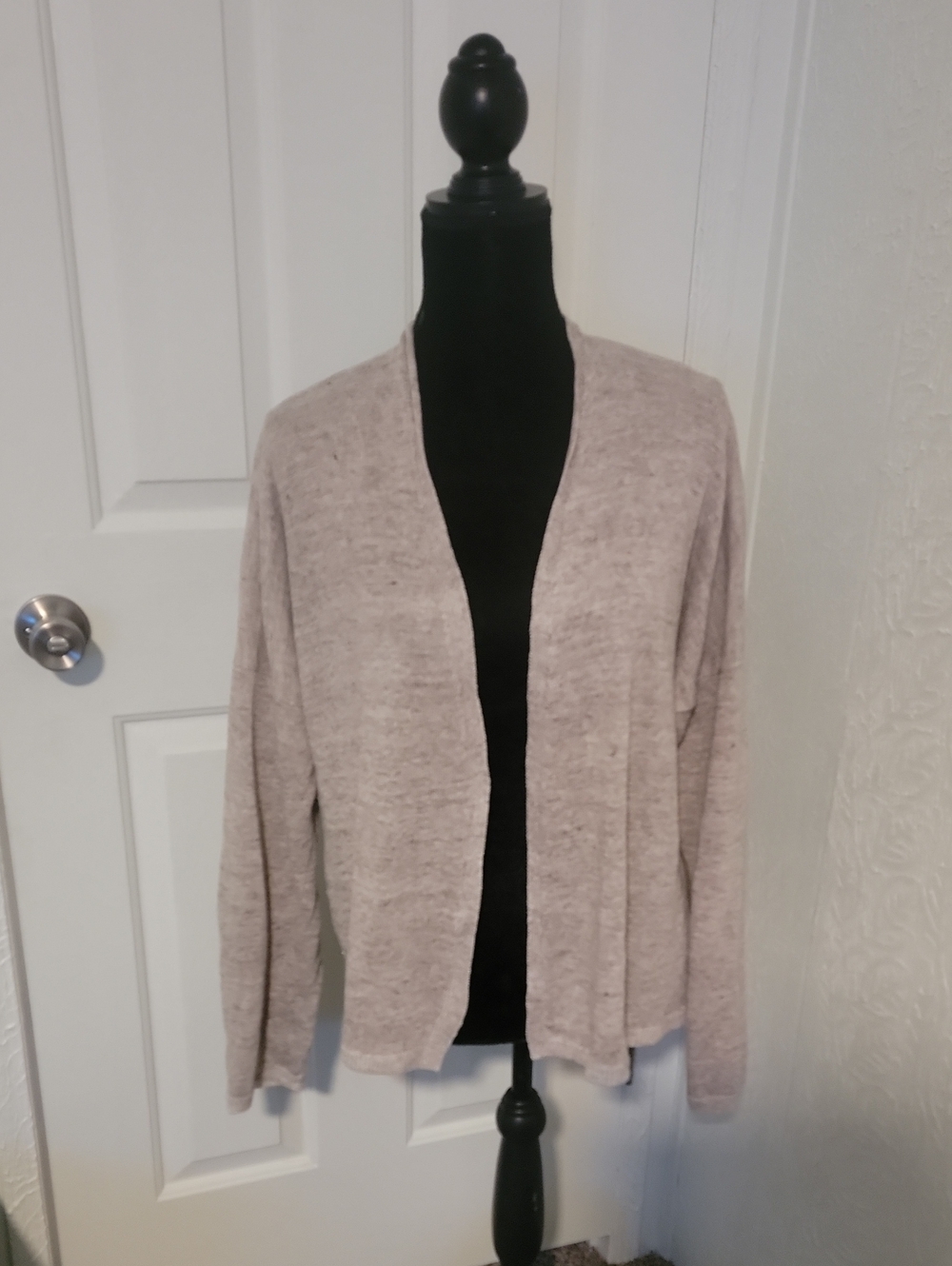 Eileen Fisher 100% Organic Linen Womens Open Front Cardigan Size XL, Heather Tan